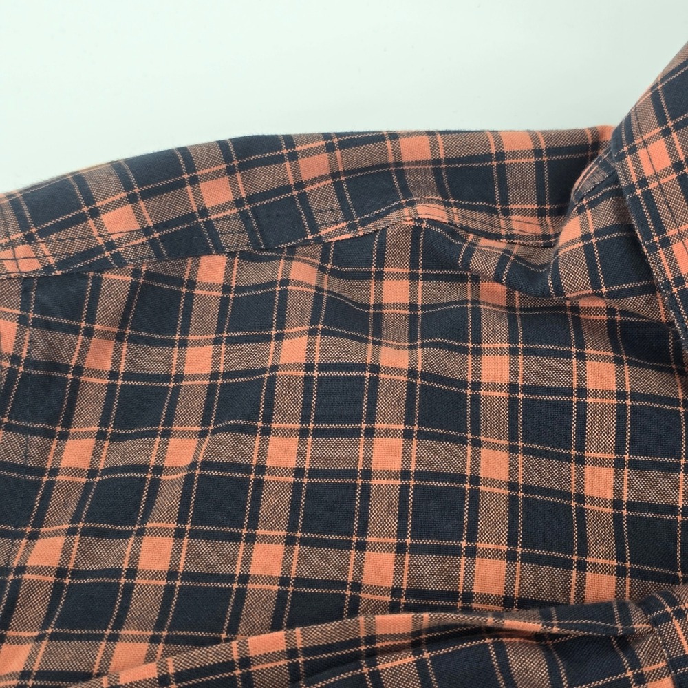 L.L. Bean Button Down Shirt Mens XL Orange Navy Plaid Slightly Fitted - Picture 4 of 16